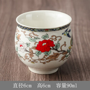 詠幻家用大容量陶瓷泡茶壺帶過濾復(fù)古青花茶壺茶具中式大號泡茶器茶杯 鳥語花香單杯雙層隔熱 0個 201mL(含)-300mL(含)