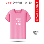 吳衣斯 班服定制t恤短袖重磅純棉t恤印logo文化衫工作服同學(xué)畢業(yè)聚會(huì) 2600粉色可定制 S可定制