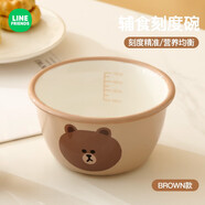 滿(mǎn)朝佳LINE聯(lián)名托盤(pán)陶瓷深盤(pán)家用湯盤(pán)可愛(ài)兒童盤(pán)子感西餐盤(pán)菜盤(pán)餐具 刻度碗 BROWN款 4.5英寸