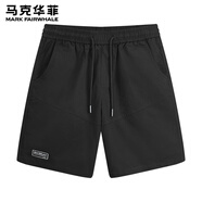 馬克華菲潮牌短褲男夏季新款工裝運動沙灘透氣男士五分短褲純棉褲子 黑色 29【S】