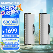 光威（Gloway）64GB(32GBx2) DDR5 6000 臺(tái)式機(jī)內(nèi)存條 龍武 馬甲條 海力士A-die CL28 深空銀