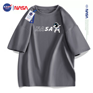 NASA GISS純棉短袖t恤男潮流百搭半袖夏季青少年上衣美式體恤衫 鐵灰 XL 