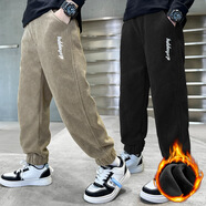 貝樂聰【99兩條】起童裝男童褲子童工裝褲兒秋冬裝中大童男孩學(xué)生長褲 【加厚加絨】黑色+卡其【51079】 170碼建議身高(160cm左右)