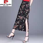 皮爾卡丹（pierre cardin）半身裙女夏季新款雪紡高腰2025碎花包臀裙開叉垂感氣質(zhì)一步長裙子 花色 M 88-100斤