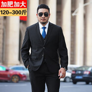 紗格大碼西服男套裝加肥加大西裝外套胖子寬松特大號正裝新郎結(jié)婚西服 黑色 【西裝+西褲+馬夾+襯衫】 6XL (建議230-240斤)