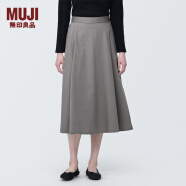 无印良品 MUJI 女式不易起皱平纹宽摆裙 长半身裙女款裙子BE1T5C4S 灰色 S(155/62A)
