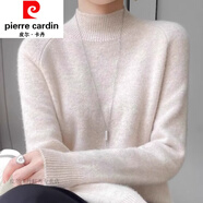 皮爾卡丹（pierre cardin）鄂爾多是100純羊絨衫加厚女半高領(lǐng)毛衣寬松內(nèi)搭羊絨打底衫優(yōu)雅 淺駝色 M 建議95-110斤
