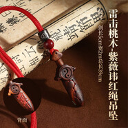 珍如意雷擊木桃木劍掛件紫薇諱成人七星劍兒童隨身真桃木寶劍護(hù)身符 【紅繩吊墜】紫薇七星劍