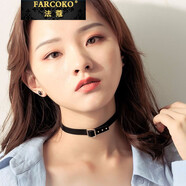 法蔻（farcoko）品牌項鏈女choker脖子飾品頸鏈項圈潮網(wǎng)紅鎖骨鏈女短款頸帶刻字 炫酷黑