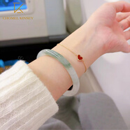 CHOMEL KINSEY新疆天山翠玉手鐲翡翠平替玉鐲女雪翠鐲時(shí)尚款送女朋友圣誕節禮物 內徑61-62mm天山翠冰料飄花 下單記得備注尺寸