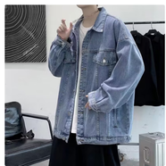 依心男牛仔外套男春秋季新款潮流韓版百搭水洗翻領(lǐng)夾克港風(fēng)寬松大碼上衣 淺藍(lán)色【8007】 2XL 135-150斤