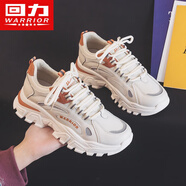 回力女鞋網(wǎng)面老爹鞋女2025新款夏季透氣休閑運動鞋女輕便百搭鞋子女 米桔 37 女碼