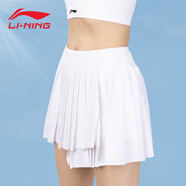 李寧（lining）運(yùn)動(dòng)短裙褲女網(wǎng)球裙羽毛球百褶裙跑步健身半身裙五分遮臀防走光 白色【速干透氣】150-1 S(成人） （體重65-90斤）