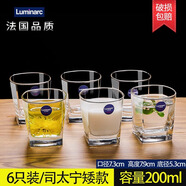 樂(lè)美雅6只裝加厚耐熱玻璃杯家用透明喝水杯泡茶杯牛奶果汁杯套裝觀山杯 6只裝/透明四方矮款200mll 無(wú)規(guī)格