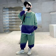 曼迪尚（MANDISHANG）男童秋裝套裝2023新款兩件套大童裝洋氣男孩運動(dòng)衛衣春秋季長(cháng)袖潮 綠色 120