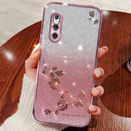 羅璐鷗 vivo X27手機(jī)殼女款硅膠殼vivo X23外殼全包防摔保護(hù)套高級(jí)水鉆玫瑰花漸變閃粉電鍍 【漸變玫瑰金】+全屏鋼化膜 vivo X27
