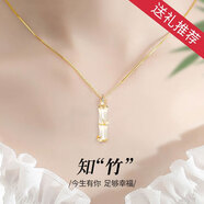 沉魚落雁（ARFISH）有你竹夠項(xiàng)鏈女士竹節(jié)和田玉吊墜七夕情人節(jié)禮物送女友老婆生日 和田玉竹節(jié)項(xiàng)鏈-金色