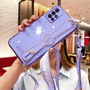 優(yōu)蕾絲 華為榮耀30手機殼honor30S保護30pro十硅膠套5G腕帶斜挎掛繩CDY一AN90全包 榮耀30S【丁香紫】全屏鋼膜+斜挎掛繩