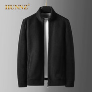 HUNNZ品牌抓絨衣男搖粒絨加厚保暖立領(lǐng)夾克外套秋冬加絨開衫運動衛(wèi)衣 黑色 M