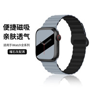 蘋(píng)果手表s7表帶硅膠磁吸回環(huán)se新款iwatch8/7/6/5/4/3/2透氣applewatch 曜石灰配黑【49/45/44/42mm】