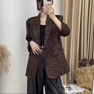 創(chuàng  )京懿選韓版豹紋小西服女胖mm大碼豹紋西裝外套女2024秋冬新款時(shí)尚感長(cháng)袖 圖片色 L【建議100-120斤】