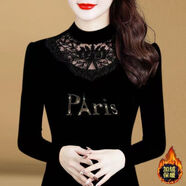 笙冉（SHENGRAN）春秋冬時(shí)尚保暖蕾絲網(wǎng)紗打底衫女裝洋氣長(cháng)袖大休閑上衣T恤碼 223%23【PAris】款 加絨 XL 105-115斤