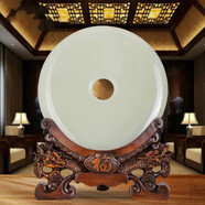 吉祥源 天然玉石平安扣玉石擺件創(chuàng)意客廳家居電視柜玄關(guān)裝飾品送客戶公司商務(wù)定制喬遷禮品工藝禮品擺設(shè) 白玉平安扣  天然玉石 直徑26CM 27*8*34CM重約6斤