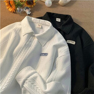 衣然呈品 衛(wèi)衣男春夏季款翻領青春百搭潮流簡約設計感立體印花長袖上衣男 白色常規(guī) L【建議115-135斤】