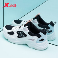 特步（XTEP）女鞋夏季跑步鞋女士網(wǎng)鞋2025春夏新款軟底休閑跑鞋透氣運動鞋子女 白黑粉色 35