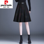 皮爾卡丹（pierre cardin）毛呢格子a字裙女秋冬2025新款高腰顯瘦小個(gè)子短裙大擺半身裙傘裙 花色 彩格裙長(cháng)55CM 2XL 腰圍2尺3左右/120-130斤