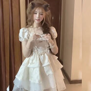 白展唐云朵裙女款爆·款2024新款法式甜美溫柔泡泡連衣裙女學(xué)生夏季新款 公主蓬蓬裙 M