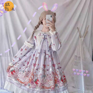 歐維沃（OUWEIWO）洛麗塔公主裙lolita原創(chuàng)裙子洋裝LO裙洛莉塔蘿莉塔日系op連衣裙 可愛貓咪op連衣裙 均碼