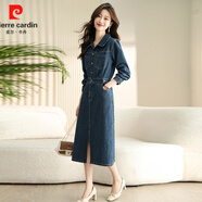 皮爾卡丹2024新款早秋女裝時(shí)尚休閑牛仔長(zhǎng)裙連衣裙女高級(jí)感春秋高端裙子 圖片色 XL