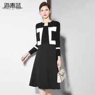 海青藍（CYANINE SEA）秋季穿搭配一整套2024新款小香風(fēng)外套時(shí)尚套裝裙優(yōu)雅兩件套高級 黑色 L