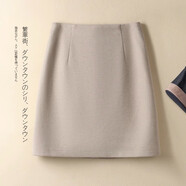 唐謎女裝西裝短裙女夏季2025新款防走光半身裙高腰顯瘦百搭a字包臀裙 米白色【毛呢料】 厚款 L (28)