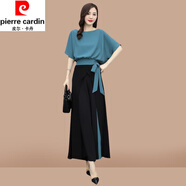皮爾卡丹（pierre cardin）氣質(zhì)女神范套裝夏季新款歐洲站御姐裙褲減齡炸街時(shí)尚倆件裝顯瘦 藍色【洋氣減齡氣質(zhì)/夏季女裝時(shí) L(建議105-115斤)【夏裝套裝女氣