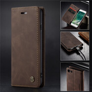 ROMSION iphone8plus手機(jī)殼SE2保護(hù)6plus翻蓋皮套蘋果7全包ip8防摔8pul 蘋果7plus/8plus【深棕配鋼化膜】