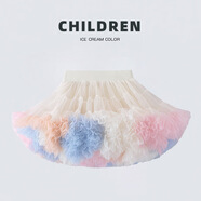 女童tutu裙春夏季兒童半身裙禮服寶寶突突裙子蓬蓬紗裙兔兔短裙 夢幻彩虹色(升級新超柔） 140 (L) (適合身高120-140CM)
