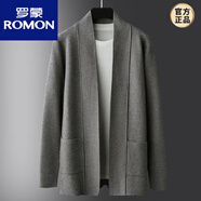 羅蒙（ROMON）秋季中長(cháng)款開(kāi)衫毛衣男韓版潮流針織衫個(gè)性薄外套男士青年線(xiàn)衣外穿 8859灰色 M