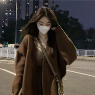 儲夏秋天外套女復(fù)古慵懶風(fēng)秋冬新款開衫毛衣女學(xué)生寬松百搭日系韓版V 深棕色 S