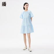 播春夏季新款荷葉袖娃娃裙可愛風(fēng)圓領(lǐng)連衣裙女DDQ2LD5020 B10 M