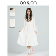 ON&ON/安乃安氣質(zhì)連衣裙2025秋季新款韓系翻領(lǐng)抽繩收腰壓褶白色連衣裙 白色 S
