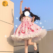 洛麗塔公主裙lolita原創(chuàng)裙子洋裝LO裙洛莉塔蘿莉塔日系JSK連衣裙lo裙復(fù)古甜美 草莓茶會JSK 均碼