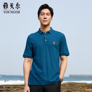 雅戈?duì)?T恤男士 2022夏季青年男休閑短袖T恤 YSPC520078GCB 湖藍(lán) 2XL