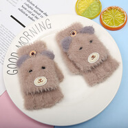 珊詩(shī)麗（SexeMara）翻蓋兒童手套女童半指可愛(ài)冬季加厚保暖五指小男孩寶寶卡通寫(xiě)作業(yè) #深咖小豬 S(建議2-7歲)