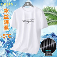 柏斐荻（BYPHYTEE）【兩件裝】冰絲T恤男夏季寬松圓領大碼速干短袖透氣網(wǎng)眼上衣薄t 【單件裝】冰絲TH白 M 【建議80-100斤】