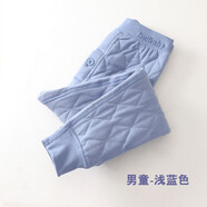 絨中羊男女童秋冬保暖褲兒童加厚羊絨褲寶寶夾棉秋褲中大童雙層加厚棉褲 男童淺藍色-三層棉褲 100碼建議身高170-180cm