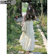 詩(shī)丹蕊法式蕾絲掛脖連衣裙女裝2024夏季新款氣質(zhì)露肩度假吊帶裙長(cháng)款裙子 圖片色 均碼【可備注碼數】