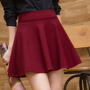 蘭威費(fèi)雷春秋冬季新款韓版半身裙A字裙蓬蓬裙女高腰裙百褶裙短裙子學(xué)生裙 酒紅 2XL