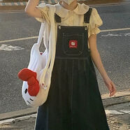 蘭威費雷學(xué)院風(fēng)甜美背帶裙套裝夏季新款百搭襯衫兩 娃娃領(lǐng)襯衫  S 【建議70-90斤】